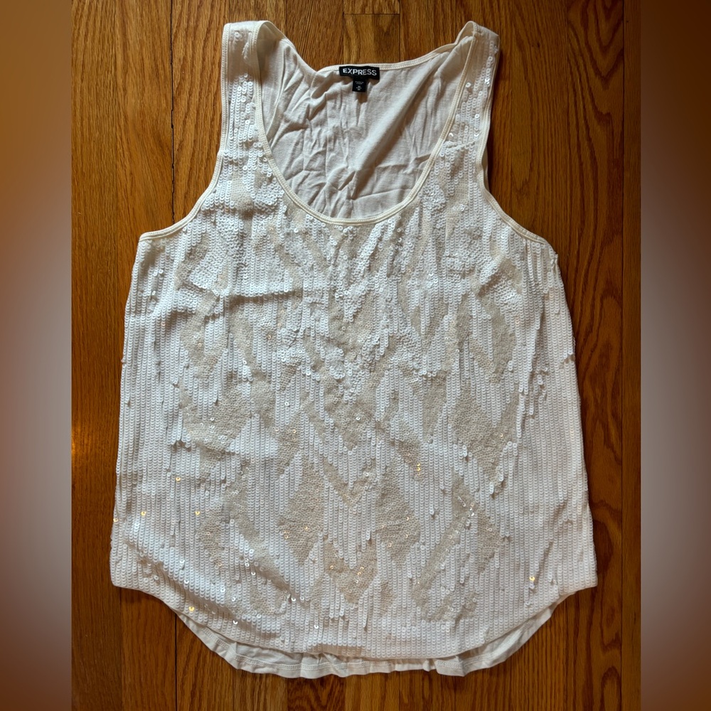 Express white sequin tanktop